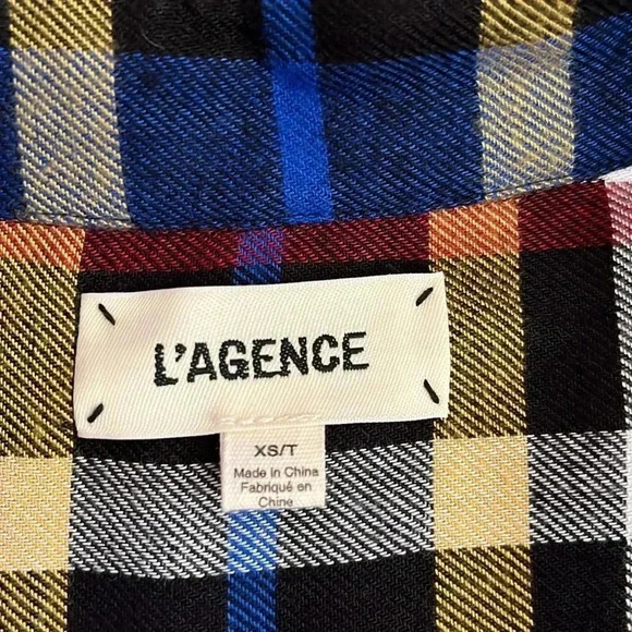 EUC L’Agence Tyler Holly Blue Red Plaid Lightweight Button Down Shirt Sz XS - Picture 9 of 11